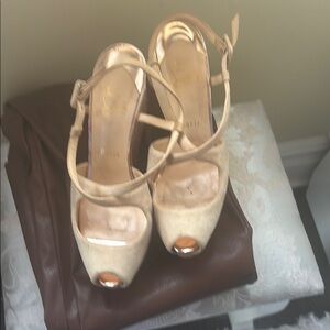 Christian louboutin glitter mini martel 140 pump nude suede